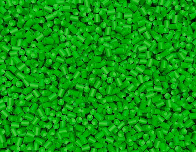 PVC Granulat z tworzywa sztucznego Tło Polimer Zielone koraliki z tworzywa sztucznego Żywica paleta polimerowa Żywica z tworzywa sztucznego 3d