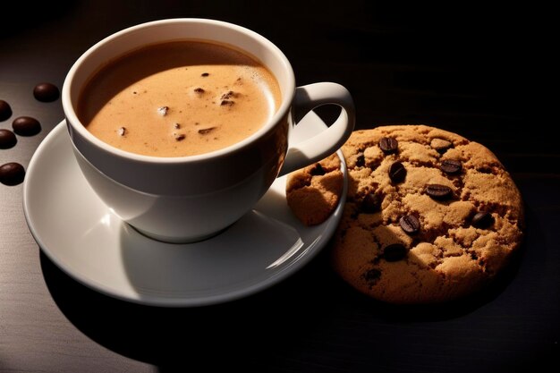 Zdjęcie pyszna aranżacja kawy i ciasteczek