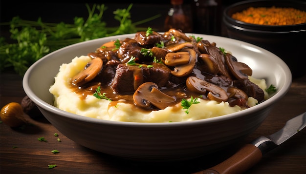 Pyszna francuska wołowina bourguignon coq au vin wołowina gulasz fotografia jedzenia