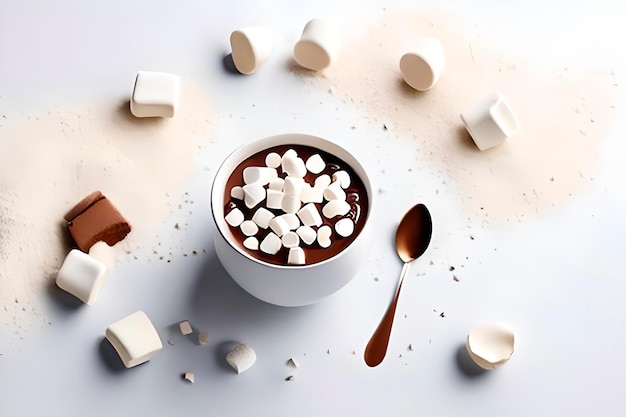 Pyszna gorąca czekolada z piankami marshmallows