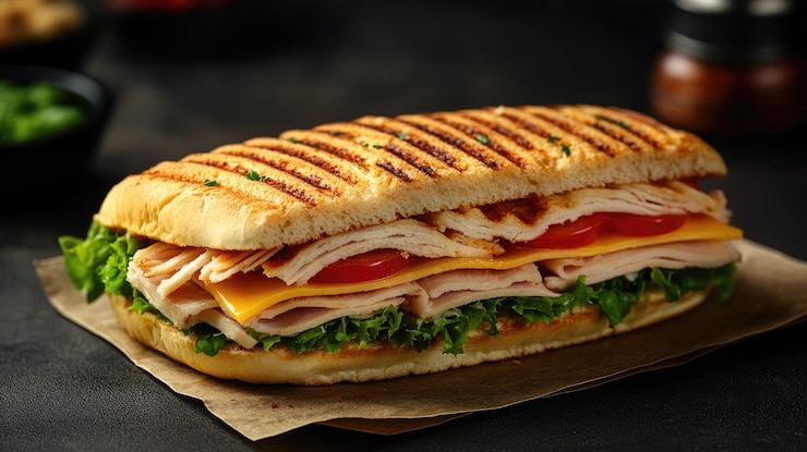 Zdjęcie pyszna grillowana indyjska i serowa kanapka panini