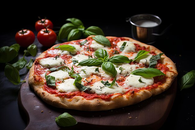 Pyszna pizza Margherita ze świeżą bazylią