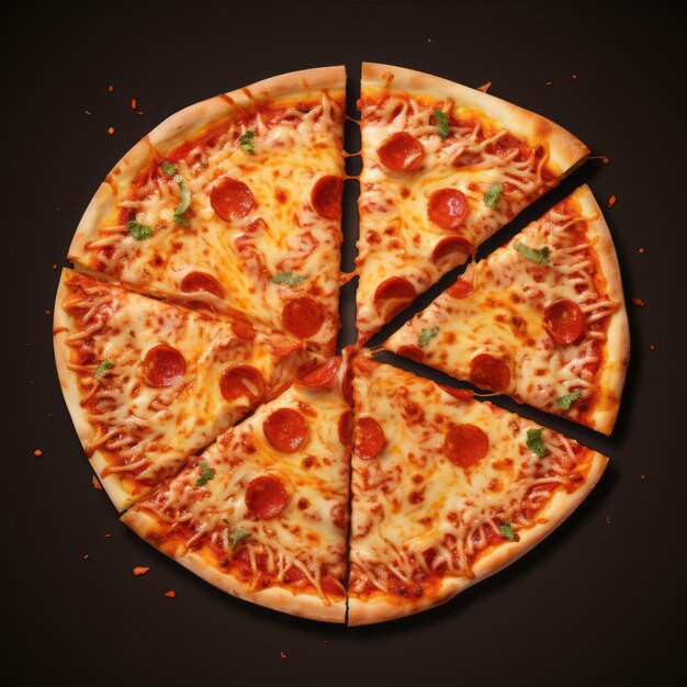 Zdjęcie pyszna, pyszna, gorąca pizza z serem, wygenerowana przez sztuczną inteligencję.