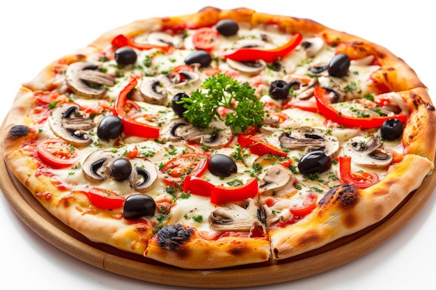 Pyszna wegetariańska pizza izolowana na białym tle