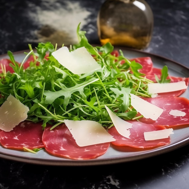 pyszne carpaccio di manzo z parmezanem i rukolą