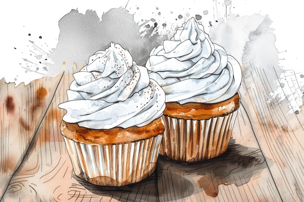 Zdjęcie pyszne ciasteczka z białym glazurą na wiejskim drewnianym stole idealne dla piekarni lub deserów
