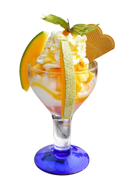 Pyszne lody z melonem i papają Koncepcja zdrowego letniego jedzenia