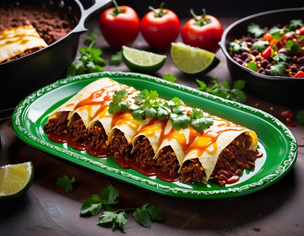 Pyszne pieczone enchilady z sosem chili con queso