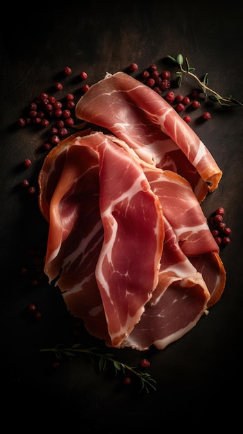 Pyszne Prosciutto Produkt Mięsny Pionowe Tło