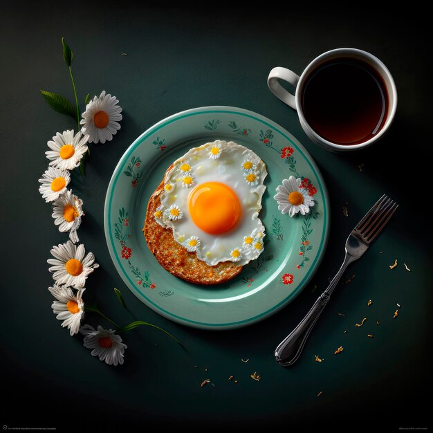 Pyszne śniadanie Delight Toast Sadzone Jajko Kawa i Margaritas Generative Ai