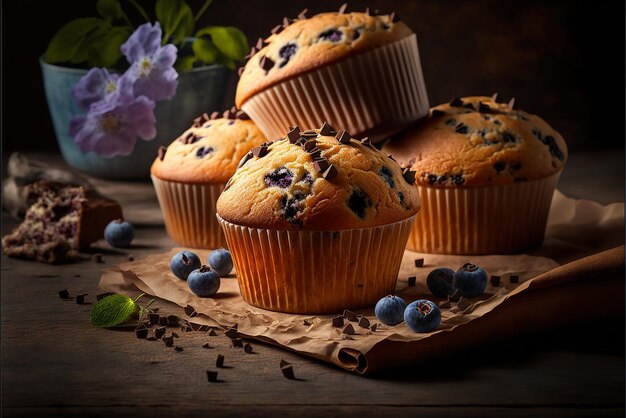 Zdjęcie pyszne śniadanie przekąska muffin cupcake