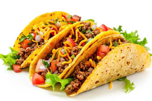 Zdjęcie pyszne taco meksykańskie jedzenie wyizolowane nad białym pyszne taco meksykańska jedzenie wyezolowane nad białym