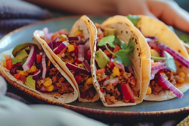 Pyszne tradycyjne meksykańskie taco w przytulnym domu gotowe do kolacji