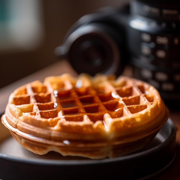 Pyszne zbliżenie ujęcie holenderskiego stroopwafela