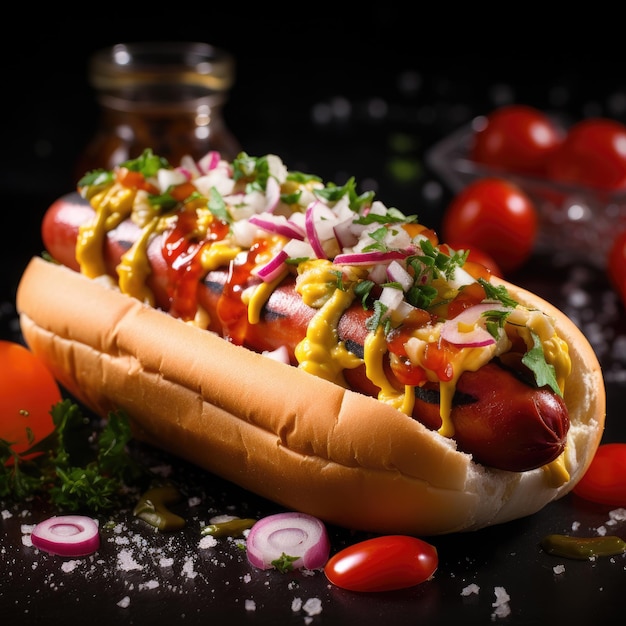 pyszne zdjęcia hot dogów generatywne ai