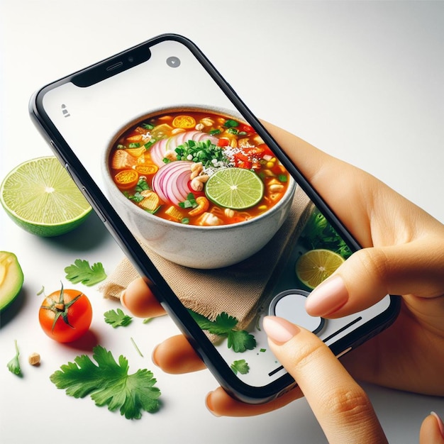 Pyszność Pozole meksykańska zupa w zdjęciu bocznym na prostym białym tle