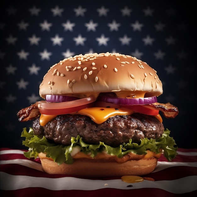 Pyszny amerykański klasyk AllAmerican Hamburger Generative AI