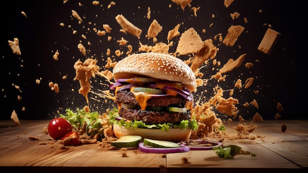 Zdjęcie pyszny burger z wołowiną