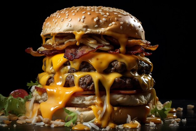 Zdjęcie pyszny cheeseburger kusząca uczta generatywna sztuczna inteligencja