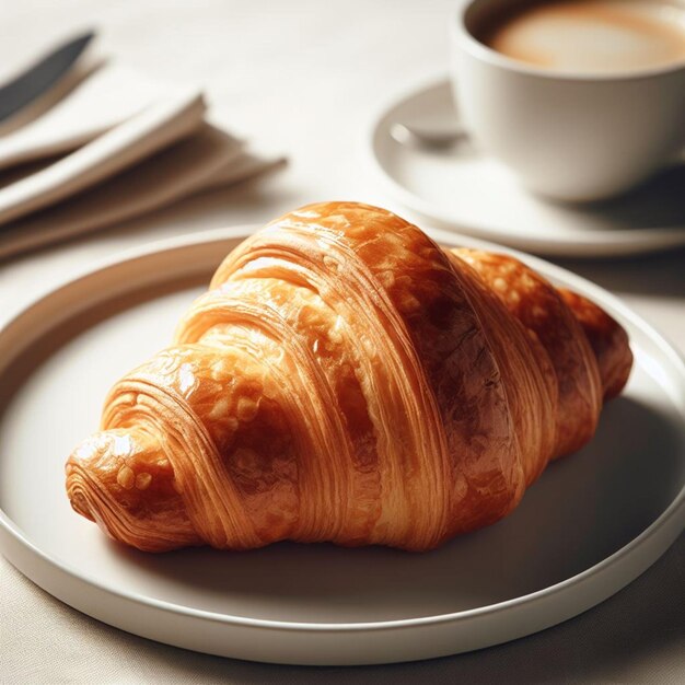 Zdjęcie pyszny czekoladowy croissant.