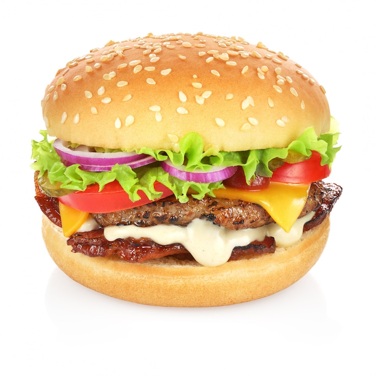 Zdjęcie pyszny hamburger ze smacznymi składnikami