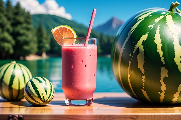 Pyszny i odświeżający sok z arbuza jest bardzo wygodny do ugaszenia pragnienia w lecie