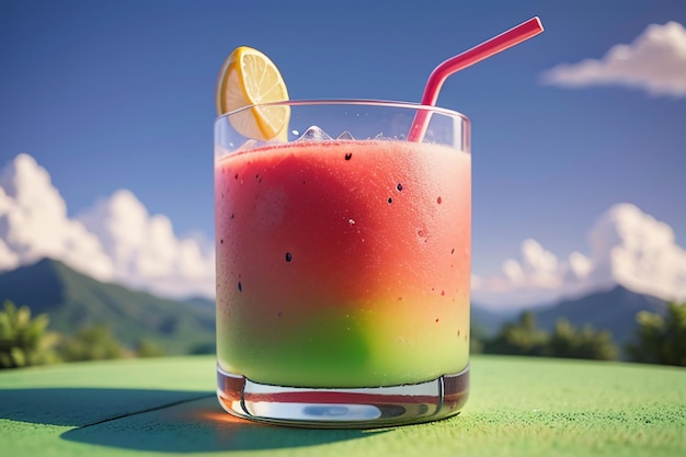 Pyszny i odświeżający sok z arbuza jest bardzo wygodny do ugaszenia pragnienia w lecie