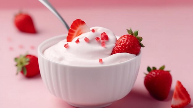 Pyszny jogurt lub pudding z truskawek