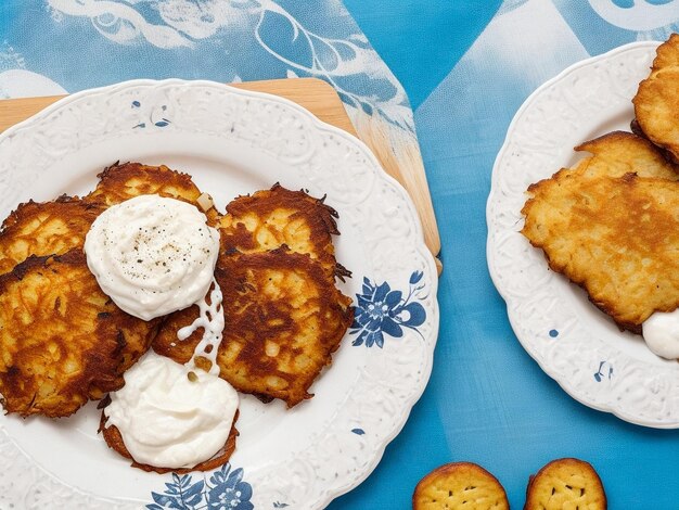 Zdjęcie pyszny kubański filet z pieczonym stekiem, bananem, pieczonym serem i frytkami z szynką i bekonem.