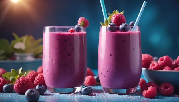 Pyszny lodowy smoothie z jagodami.