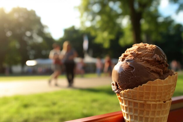 Zdjęcie pyszny lody na tle żywego letniego tła