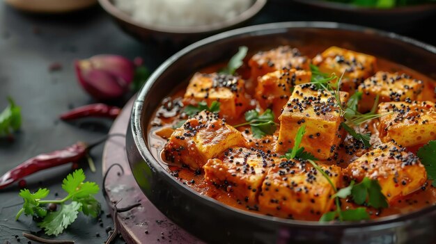 pyszny paneer khus khus curry w misce