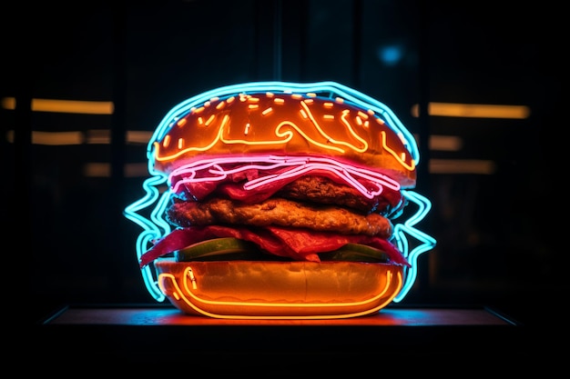 Zdjęcie pyszny perspektywny burger z góry