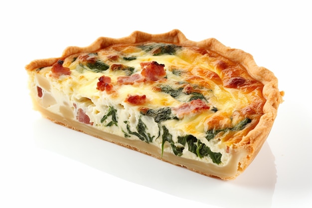 Pyszny Quiche na białym tle