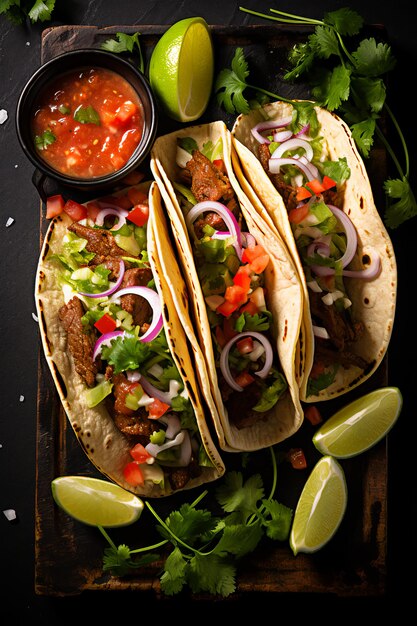 Pyszny smak Pyszny Taco z wołowiny pełen świeżych przypraw