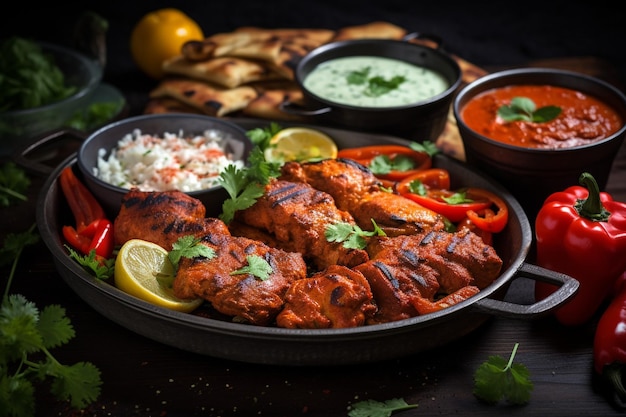 Pyszny talerz z kurczakiem tandoori z tandoori tikka masala