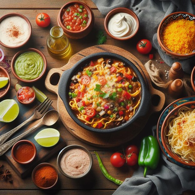 Pyszny wygląd meksykańskiego jedzenia na banerach mediów społecznościowych