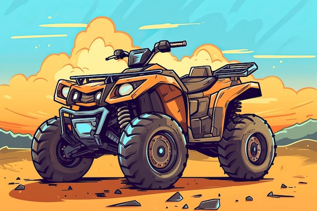 Quad bike Ilustracja ATV Ilustracja Transport Generatywne AI