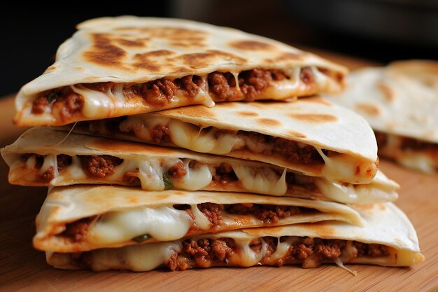 Zdjęcie quesadillas mięso meksykańskie jedzenie chorizo