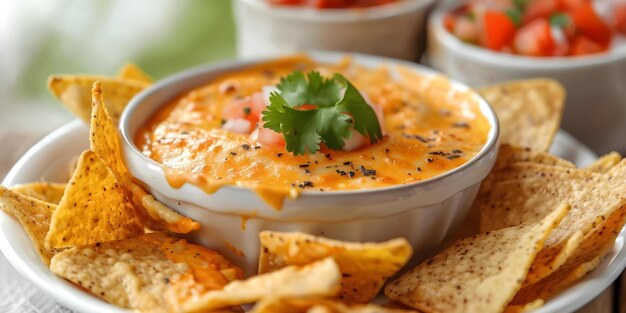 Zdjęcie queso dip z chipsami tortilla popularne meksykańskie przysmak koncepcja tak