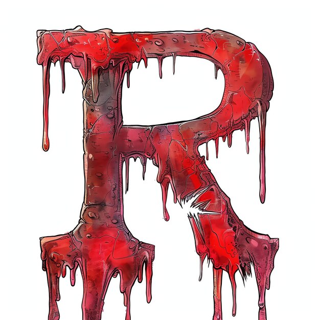 Zdjęcie r alfabet horror przerażający w czerwonym