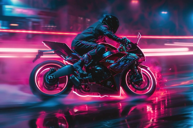 R15 rower kolor neon jazda na motocyklu