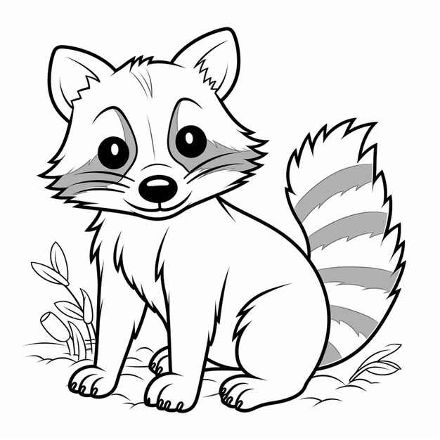 Racoon beautifulcharm płaska książka do malowania kawaii line art