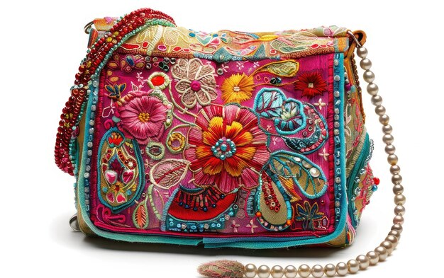 Radiant Elegance Exploring Opal Essence Embroidered Crossbody Bag Generative AI