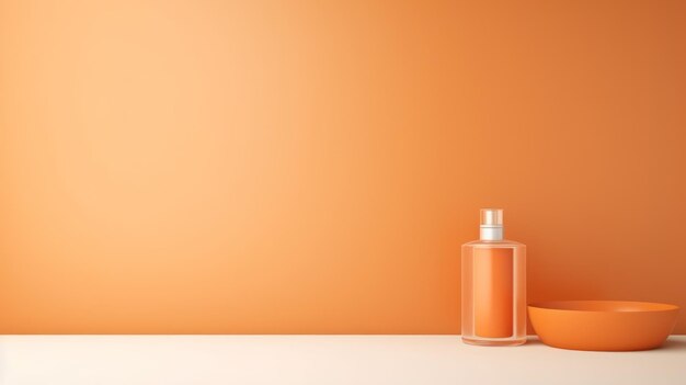 Radiant Elegance Minimalist Orange Backdrop for Cosmetic Delights Generative AI