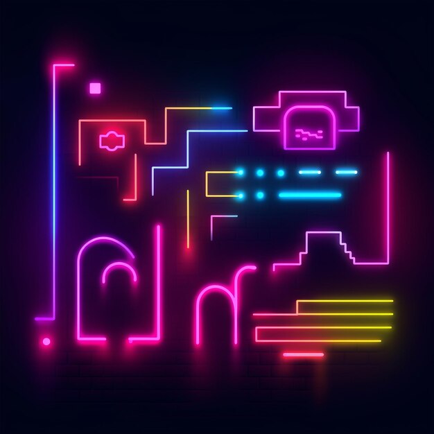 Zdjęcie radiant neon gaming icons i expressive emoji design pack