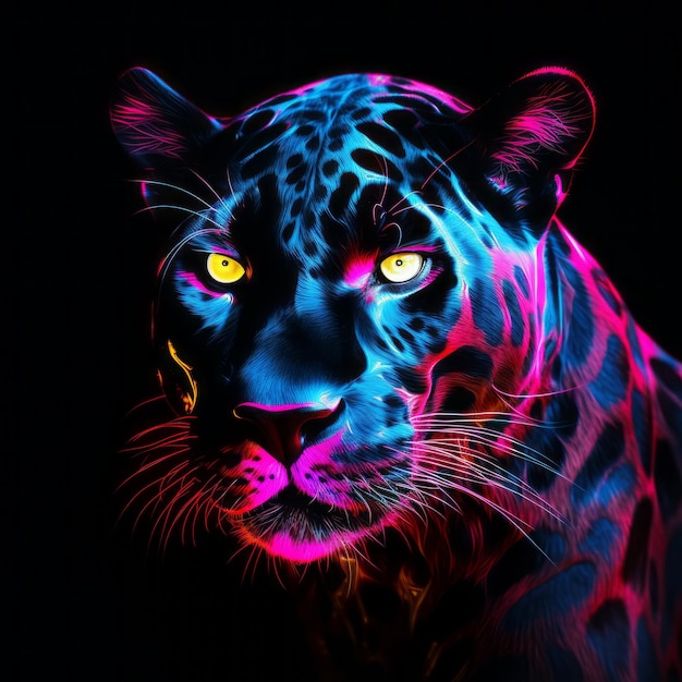 Radiant Panther Illuminated Majesty na odważnym czarnym płótnie