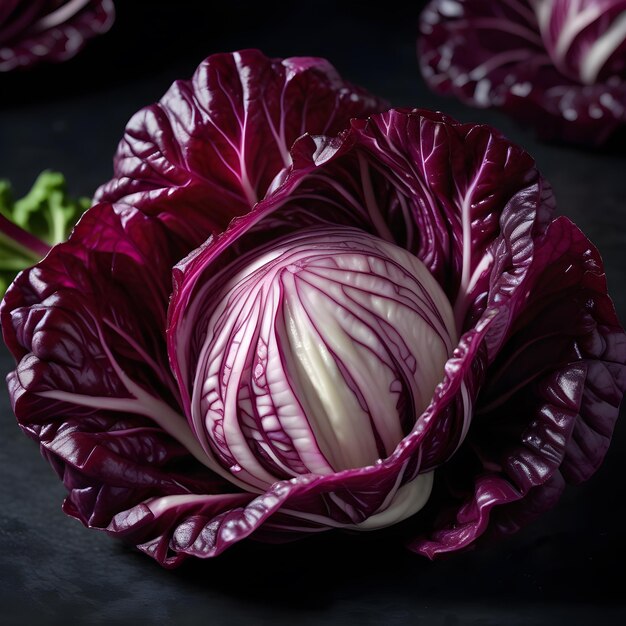 Radicchio na odosobnionym czarnym tle