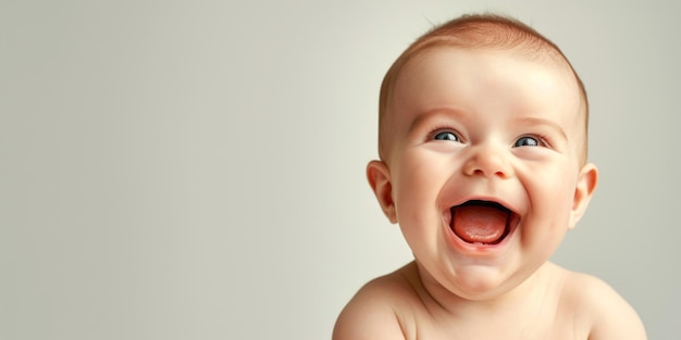 Radosne śmiejące się niemowlę - portret czystego szczęścia