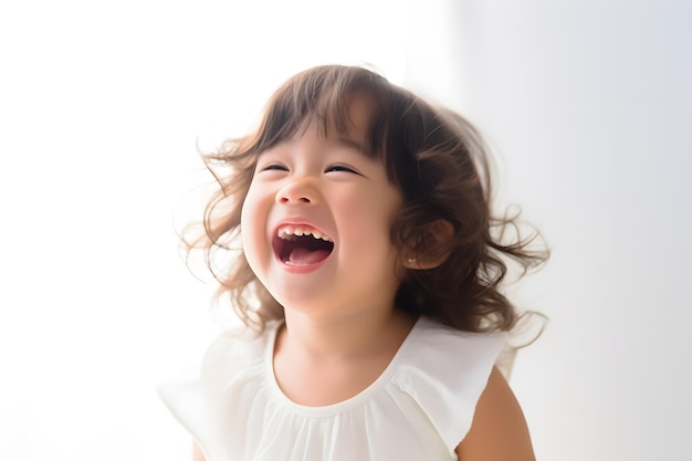 Radosny obraz dziecka śmiejącego się i rozsiewającego szczęście